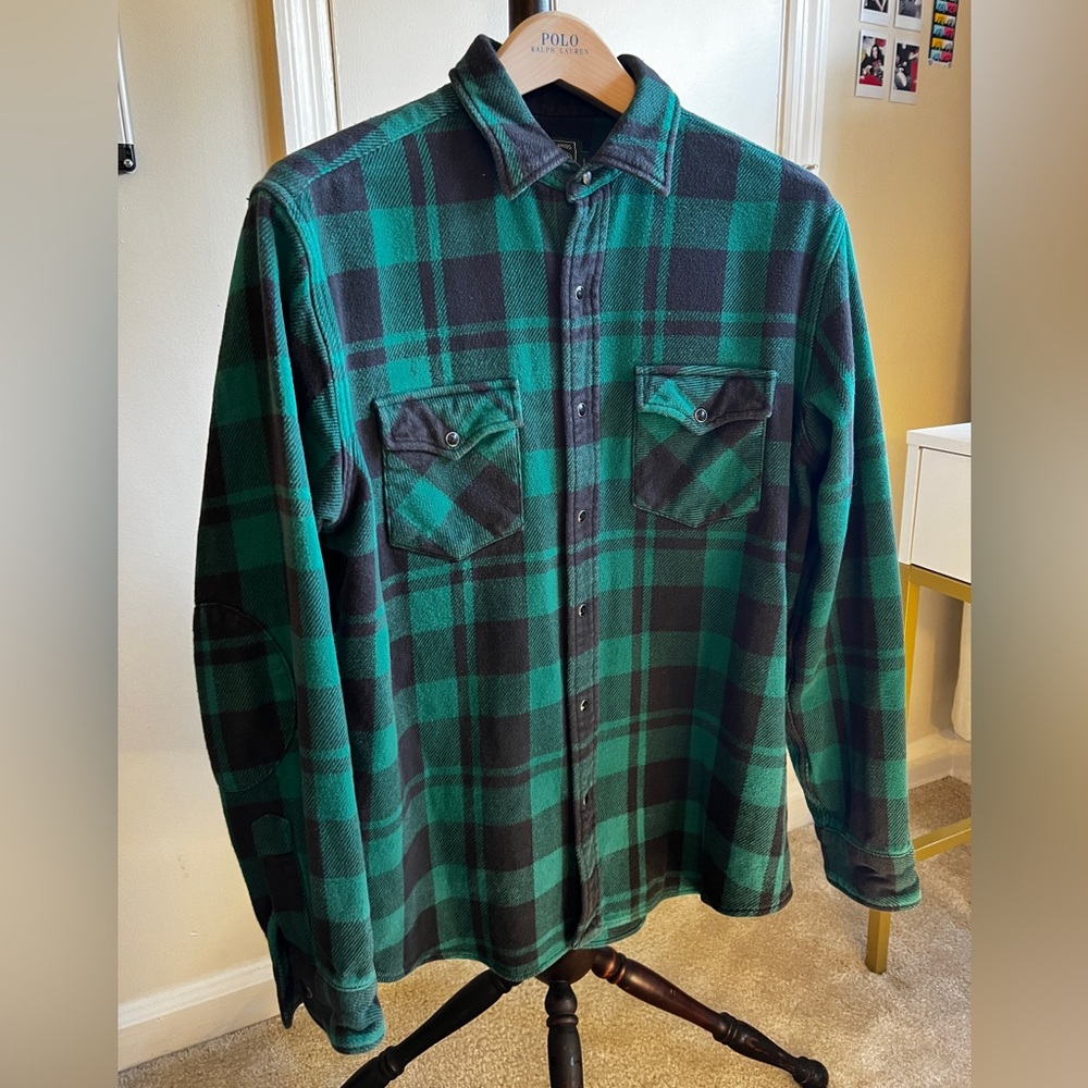 Polo Country by Ralph Lauren Green and Black Plaid Button-Up Work Shirt